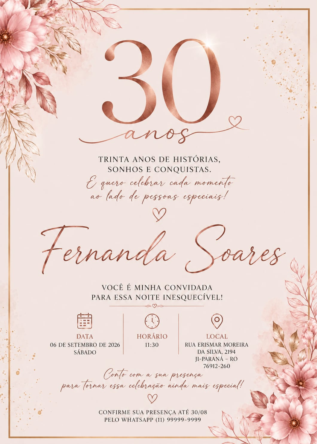 Convite de 30 anos de Fernanda Soares